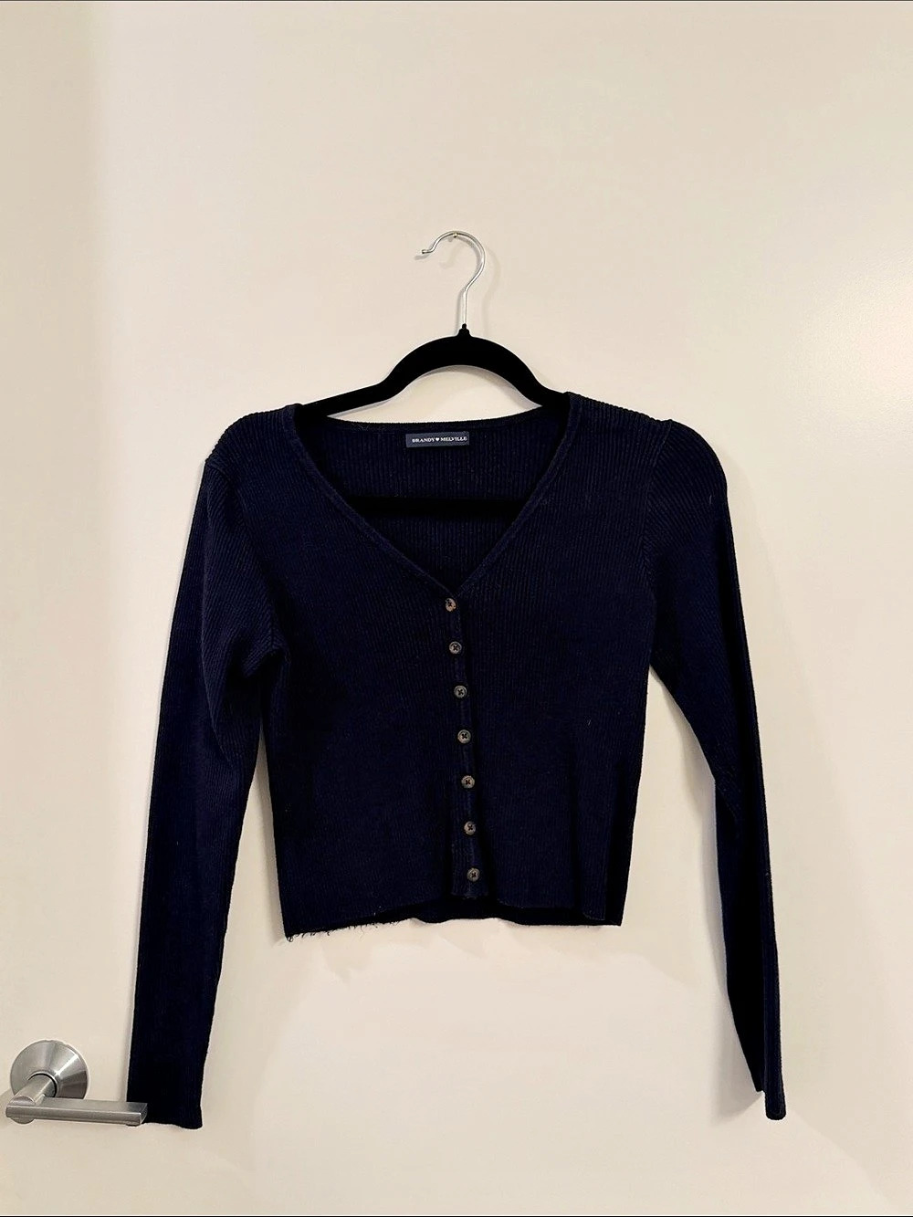Brandy Melville Shannon Cardigan Dark Navy Ribbed
